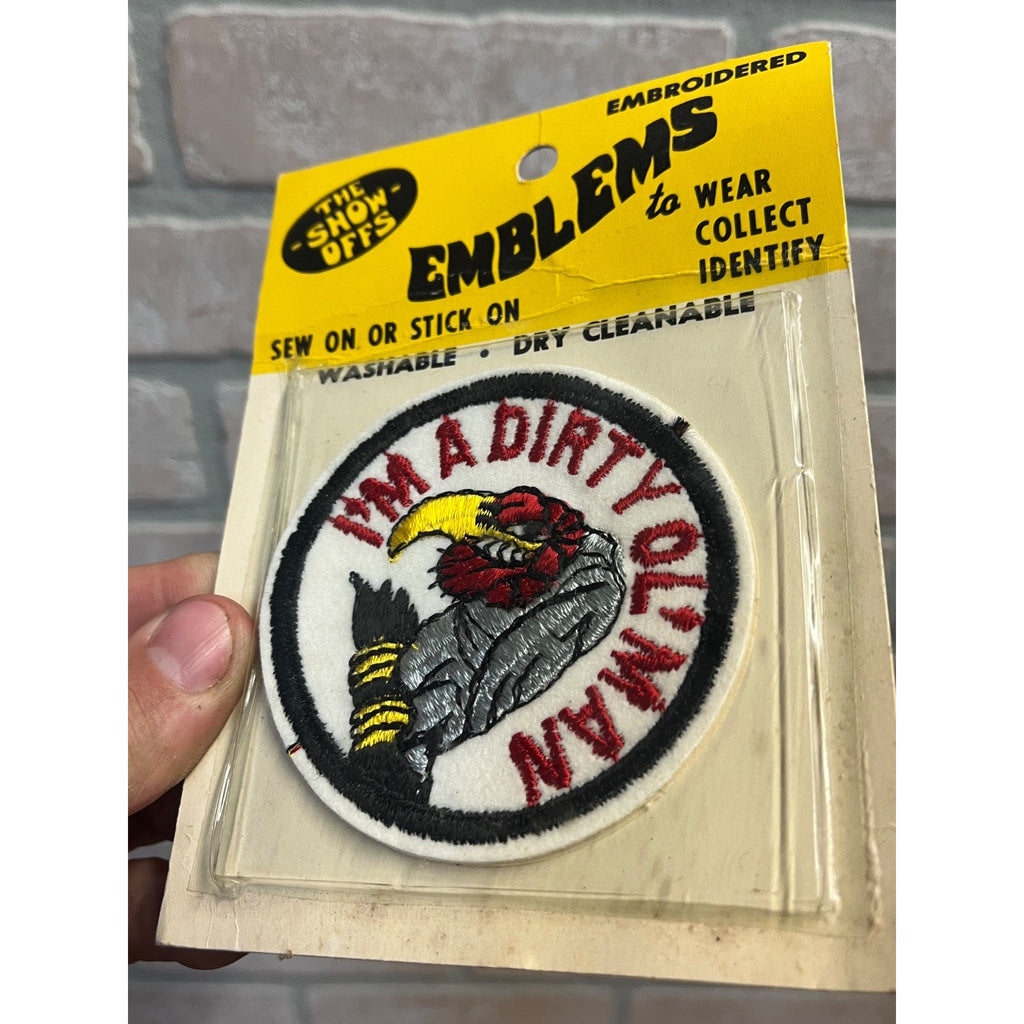 Vintage 1960s "I'm A Dirty ol' Man" Gag Novelty Patch NOS NEW