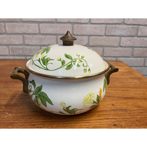 Vintage Sweet Honeysuckle Vine Dutch Oven Pot Enamelware ASTA Fissler 9"