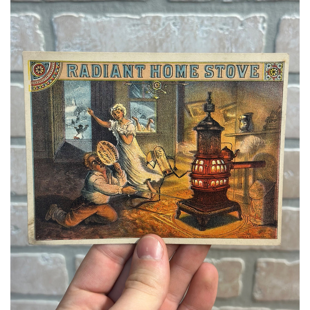 Antique 1880s Victorian Trade Card Radiant Home Stove Advertising Erie PA