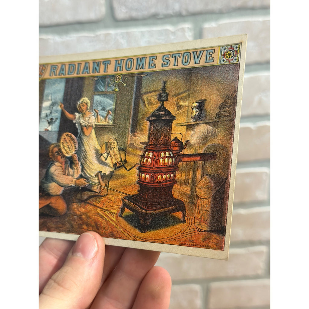 Antique 1880s Victorian Trade Card Radiant Home Stove Advertising Erie PA