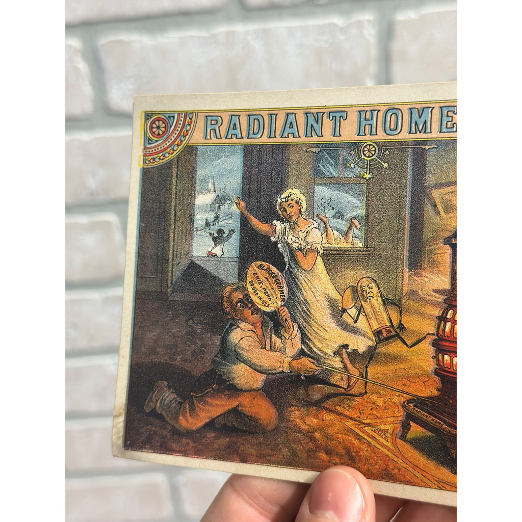 Antique 1880s Victorian Trade Card Radiant Home Stove Advertising Erie PA