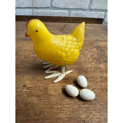 Vintage Hard Plastic Hen Chicken Toy Lays Eggs - Made in England