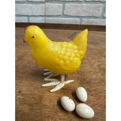 Vintage Hard Plastic Hen Chicken Toy Lays Eggs - Made in England