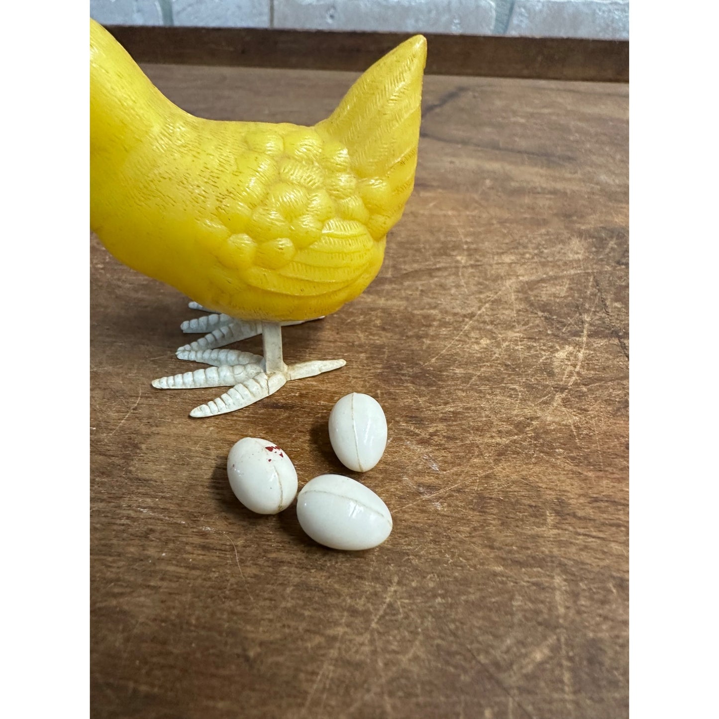 Vintage Hard Plastic Hen Chicken Toy Lays Eggs - Made in England