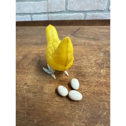 Vintage Hard Plastic Hen Chicken Toy Lays Eggs - Made in England