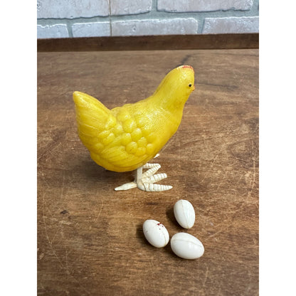 Vintage Hard Plastic Hen Chicken Toy Lays Eggs - Made in England