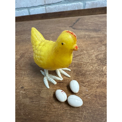 Vintage Hard Plastic Hen Chicken Toy Lays Eggs - Made in England