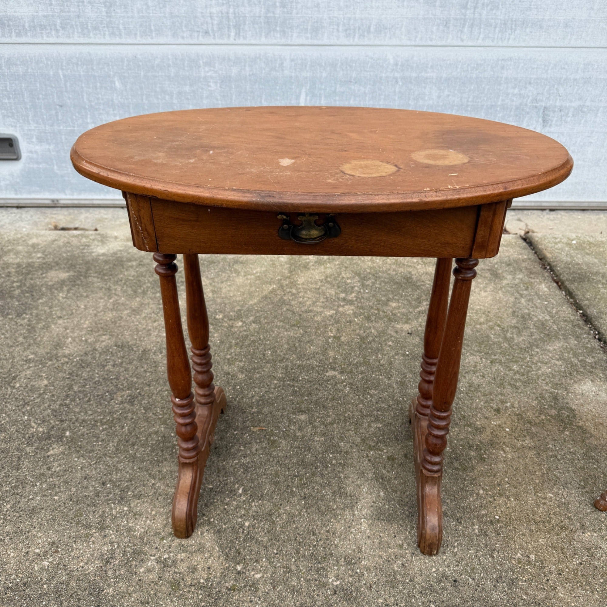Vintage Small Round Sewing Table End Side Decorative Wooden Table