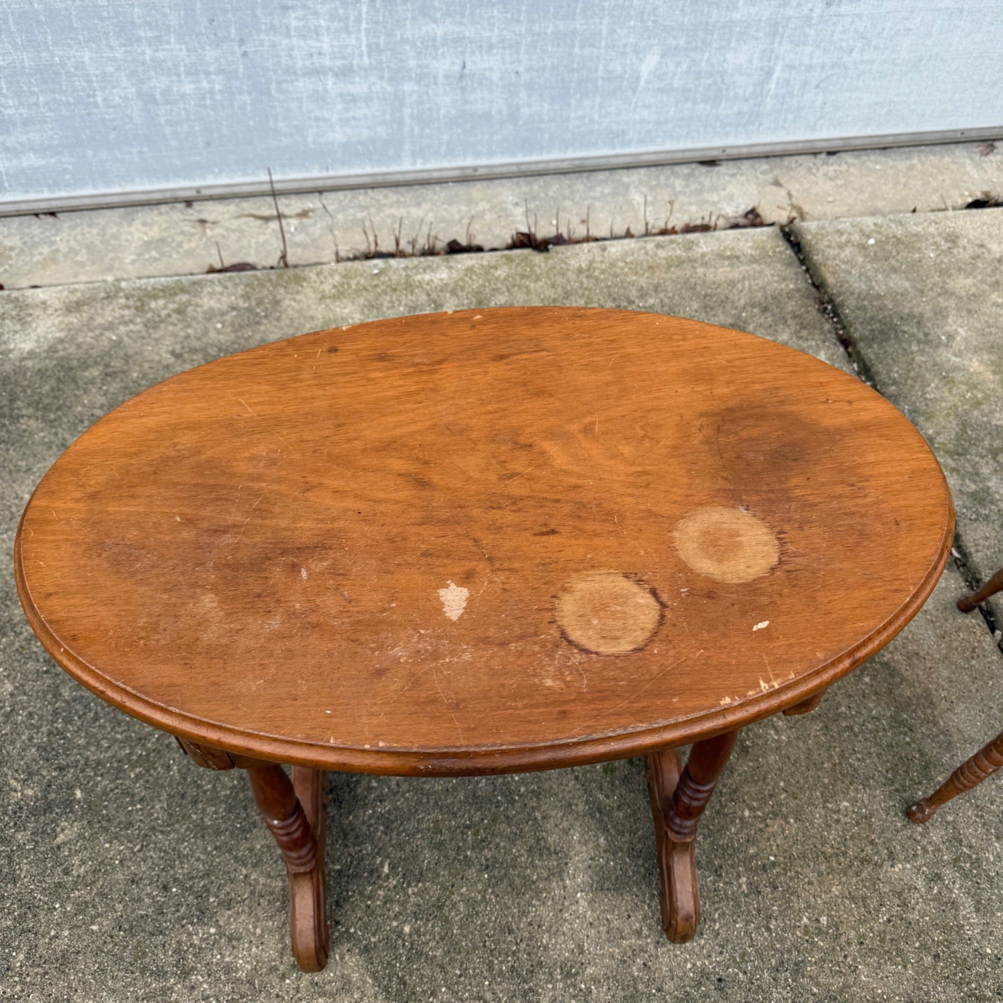 Vintage Small Round Sewing Table End Side Decorative Wooden Table