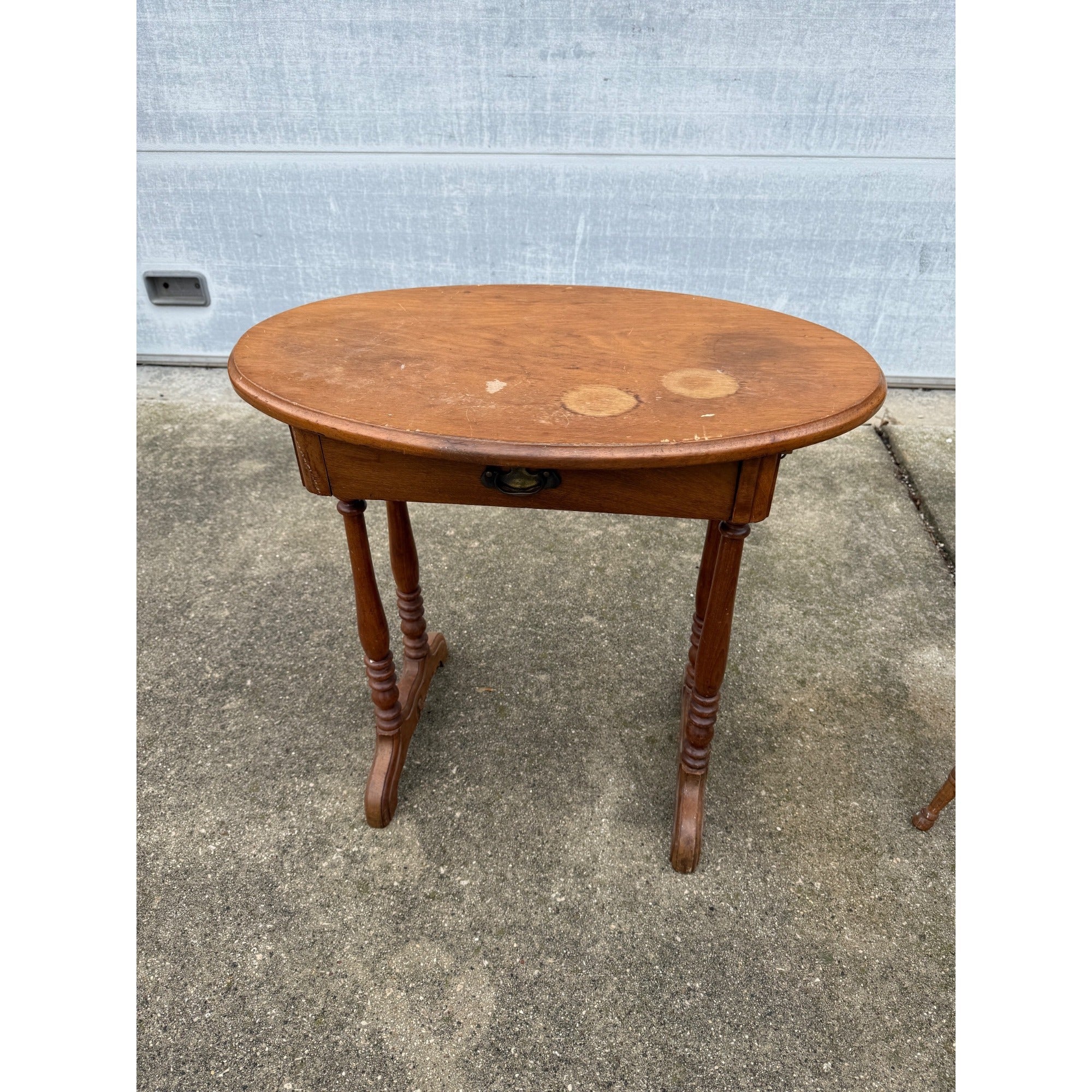 Vintage Small Round Sewing Table End Side Decorative Wooden Table