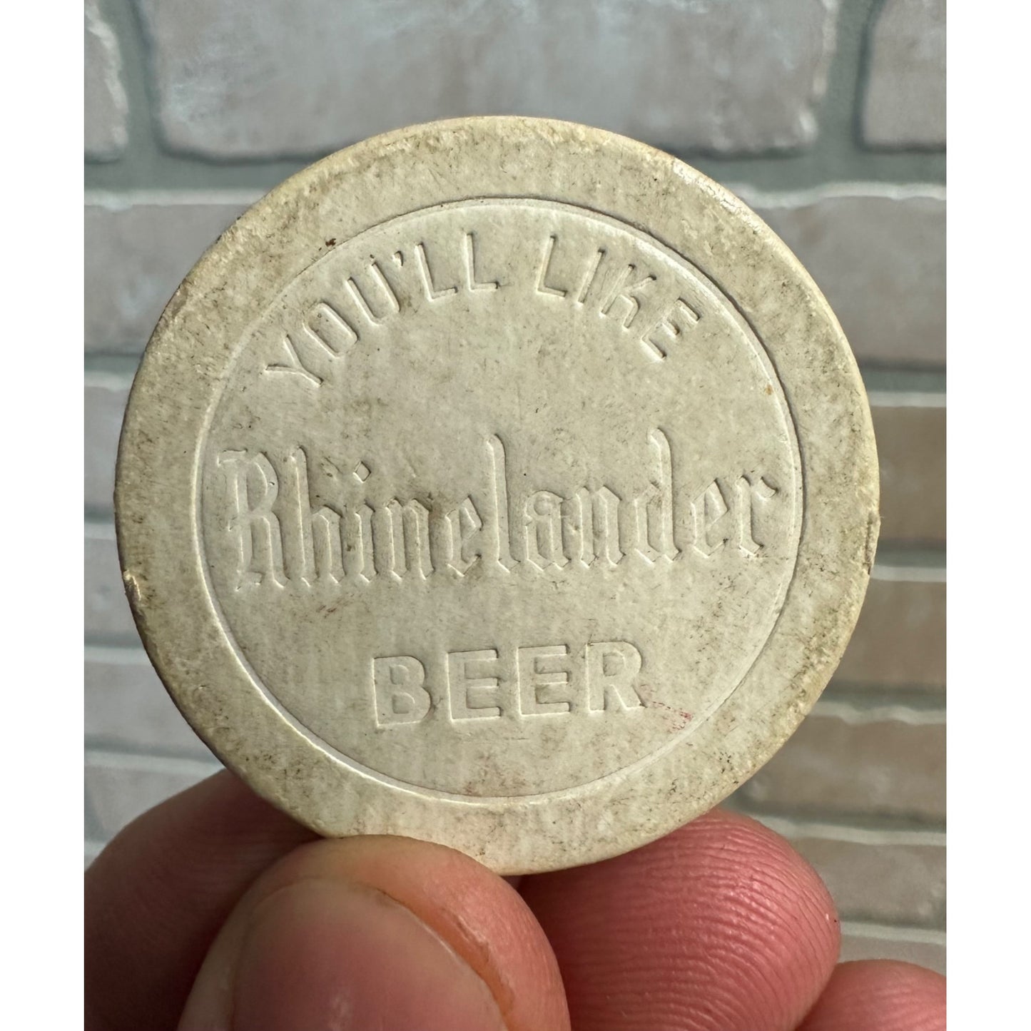 Vintage 1930s Rhinelander Beer "You'll Like It" Fiber Poker Chip Token WI Wis