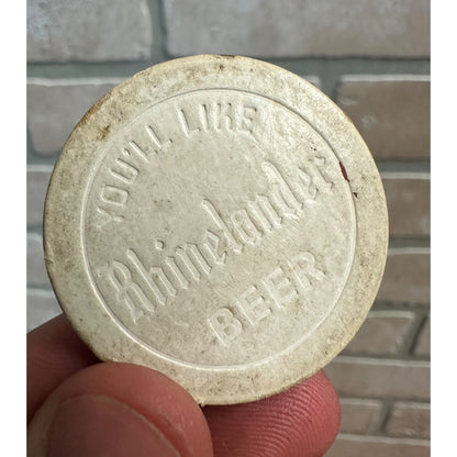 Vintage 1930s Rhinelander Beer "You'll Like It" Fiber Poker Chip Token WI Wis