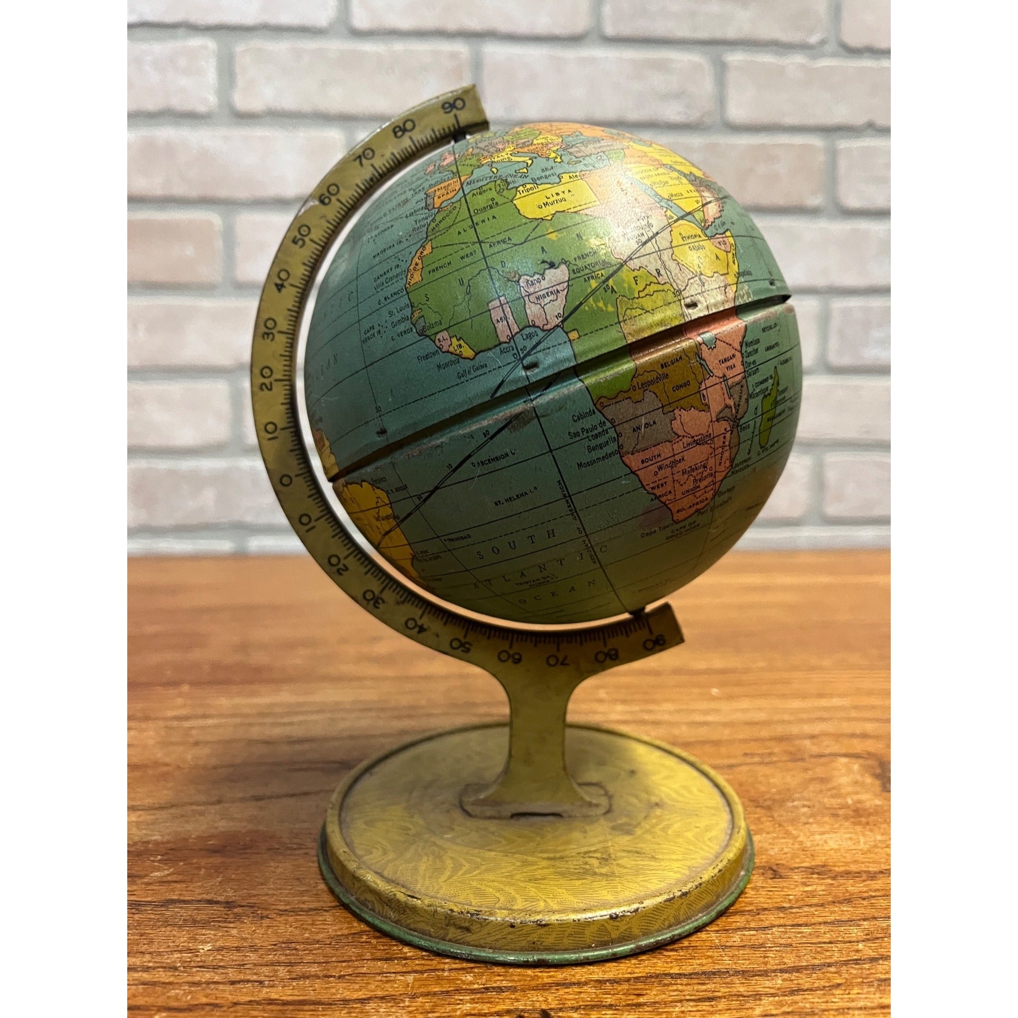 Vintage Tin Litho J. Chein & Co. World Globe Rotating Base 1920's-1930's