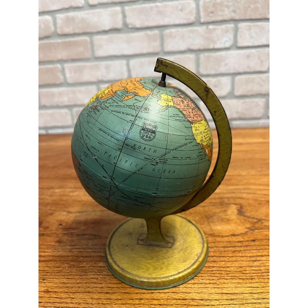 Vintage Tin Litho J. Chein & Co. World Globe Rotating Base 1920's-1930's