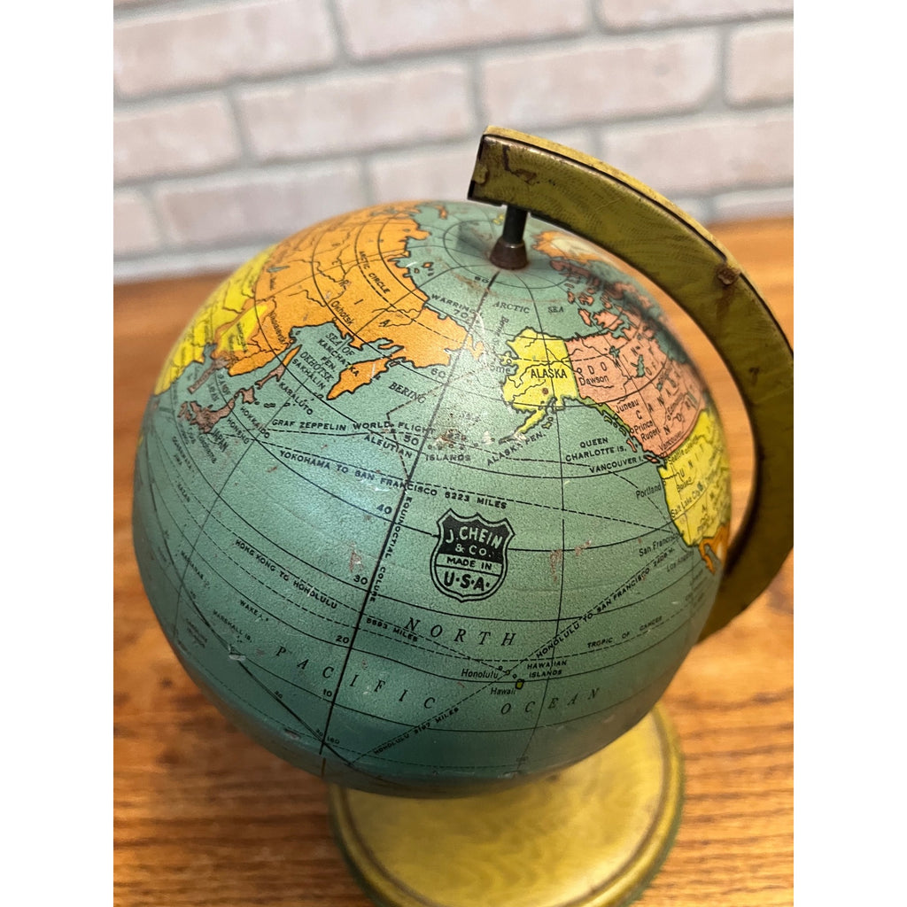 Vintage Tin Litho J. Chein & Co. World Globe Rotating Base 1920's-1930's