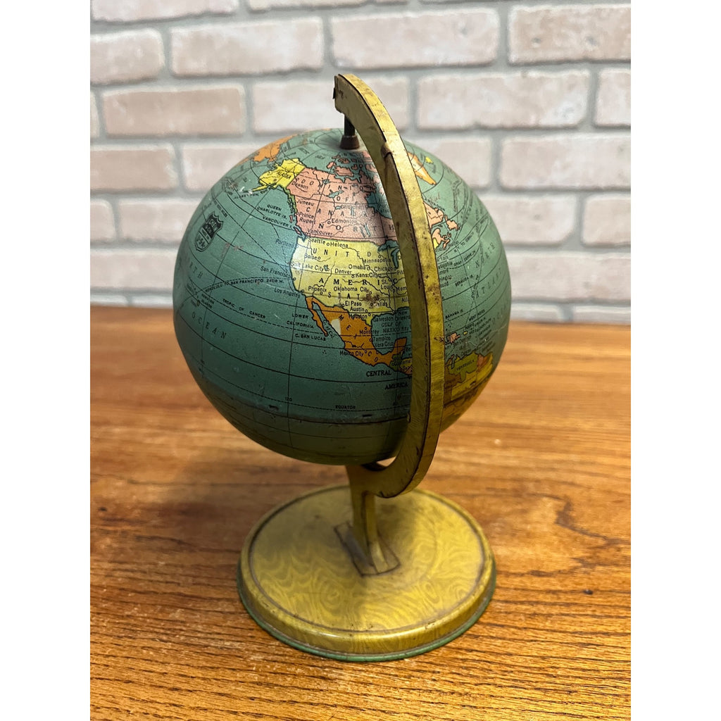 Vintage Tin Litho J. Chein & Co. World Globe Rotating Base 1920's-1930's
