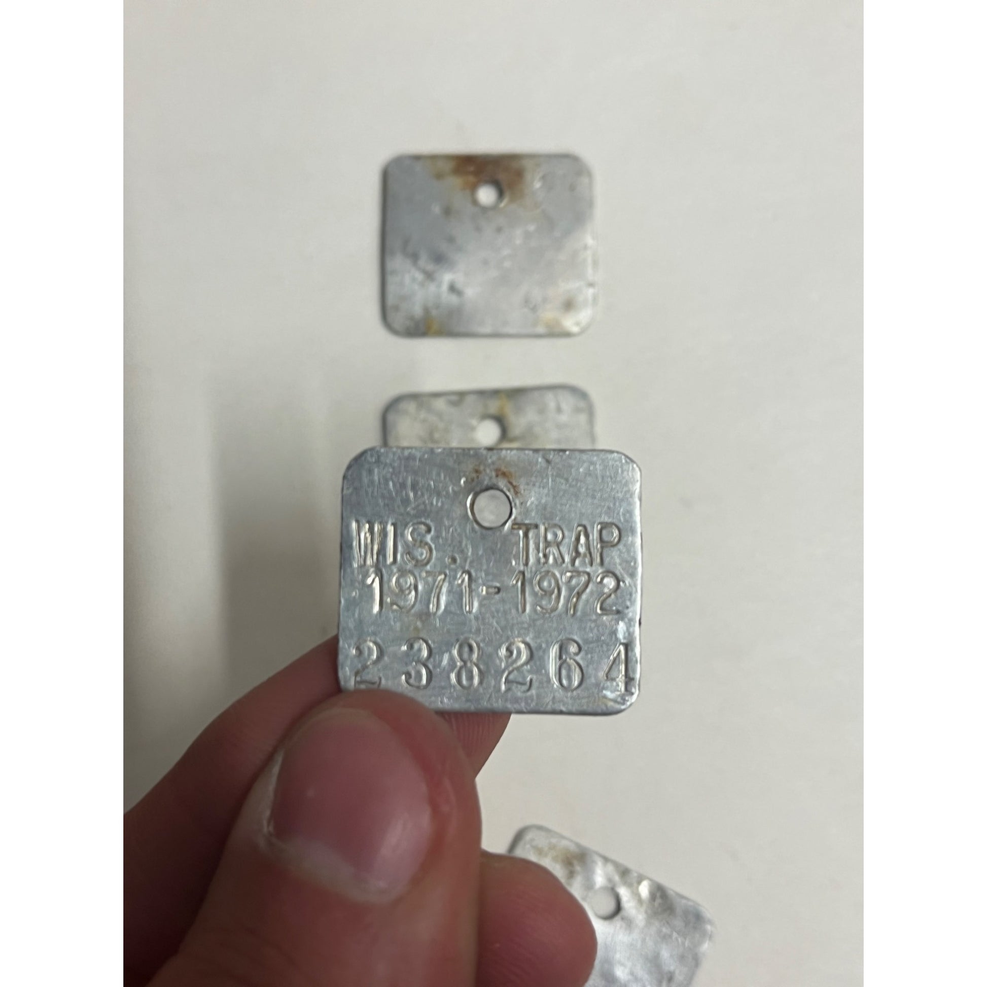 Vintage 1968 - 1972 Wisconsin Trap Tags Trapping Hunting License Lot (4)