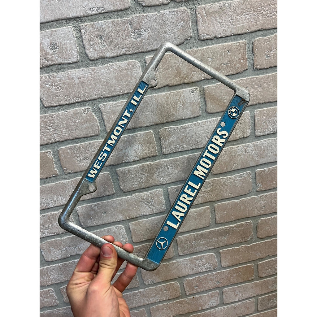 Vintage Laurel Motors Westmont IL Mercedes-Benz BMW Metal License Plate Frame
