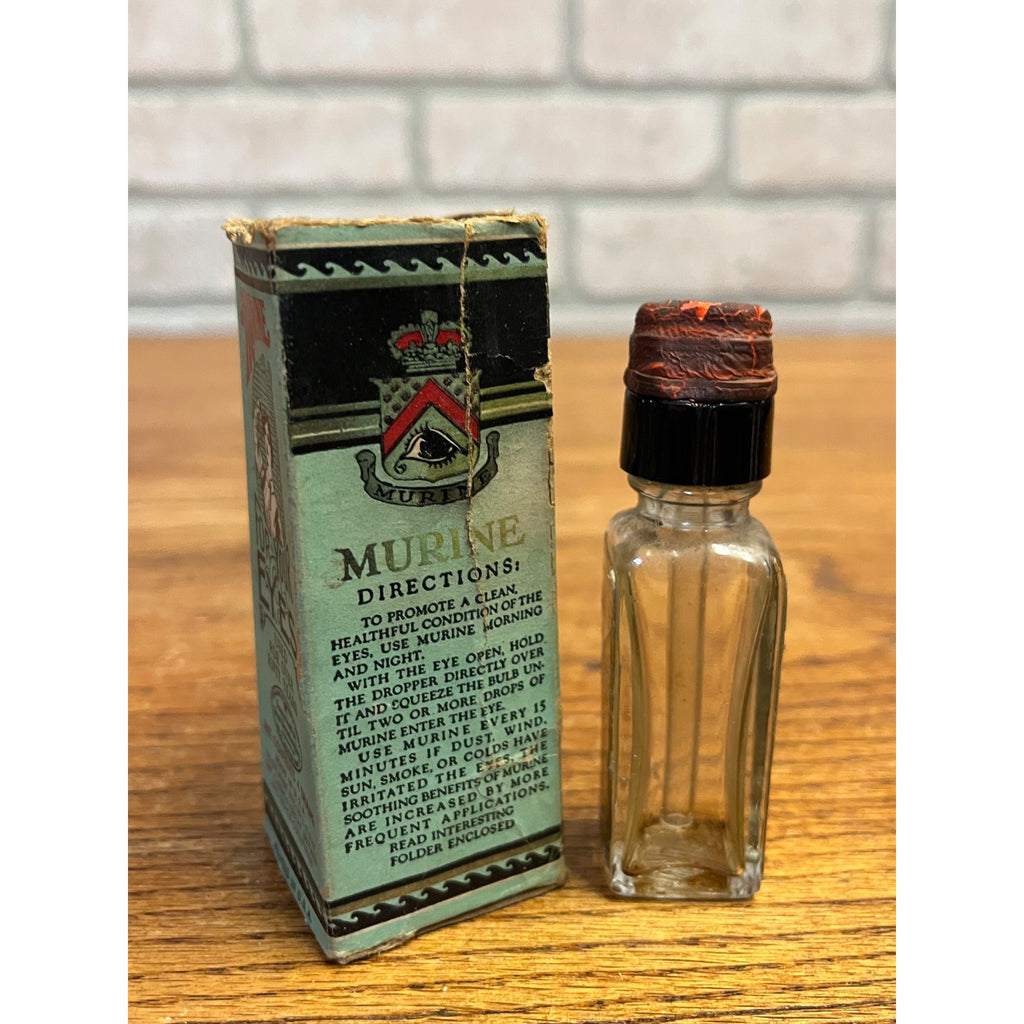 Vintage Murine For Your Eyes Eye Wash Bottle & Box Chicago Medical Advertising