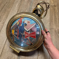 VTG Double Sided 1950s Budweiser Pocket Watch Clock Lighted Parrot Bird Bar Sign As-Is