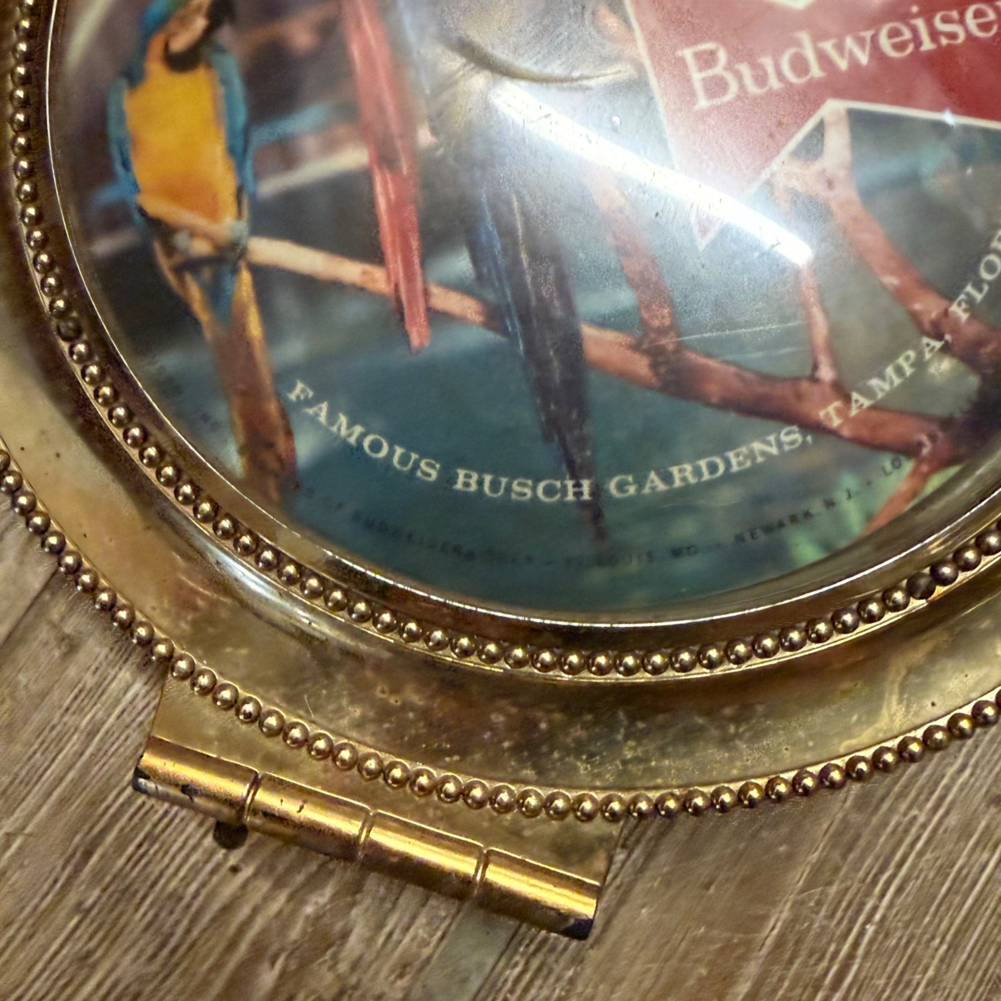 VTG Double Sided 1950s Budweiser Pocket Watch Clock Lighted Parrot Bird Bar Sign As-Is