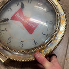 VTG Double Sided 1950s Budweiser Pocket Watch Clock Lighted Parrot Bird Bar Sign As-Is