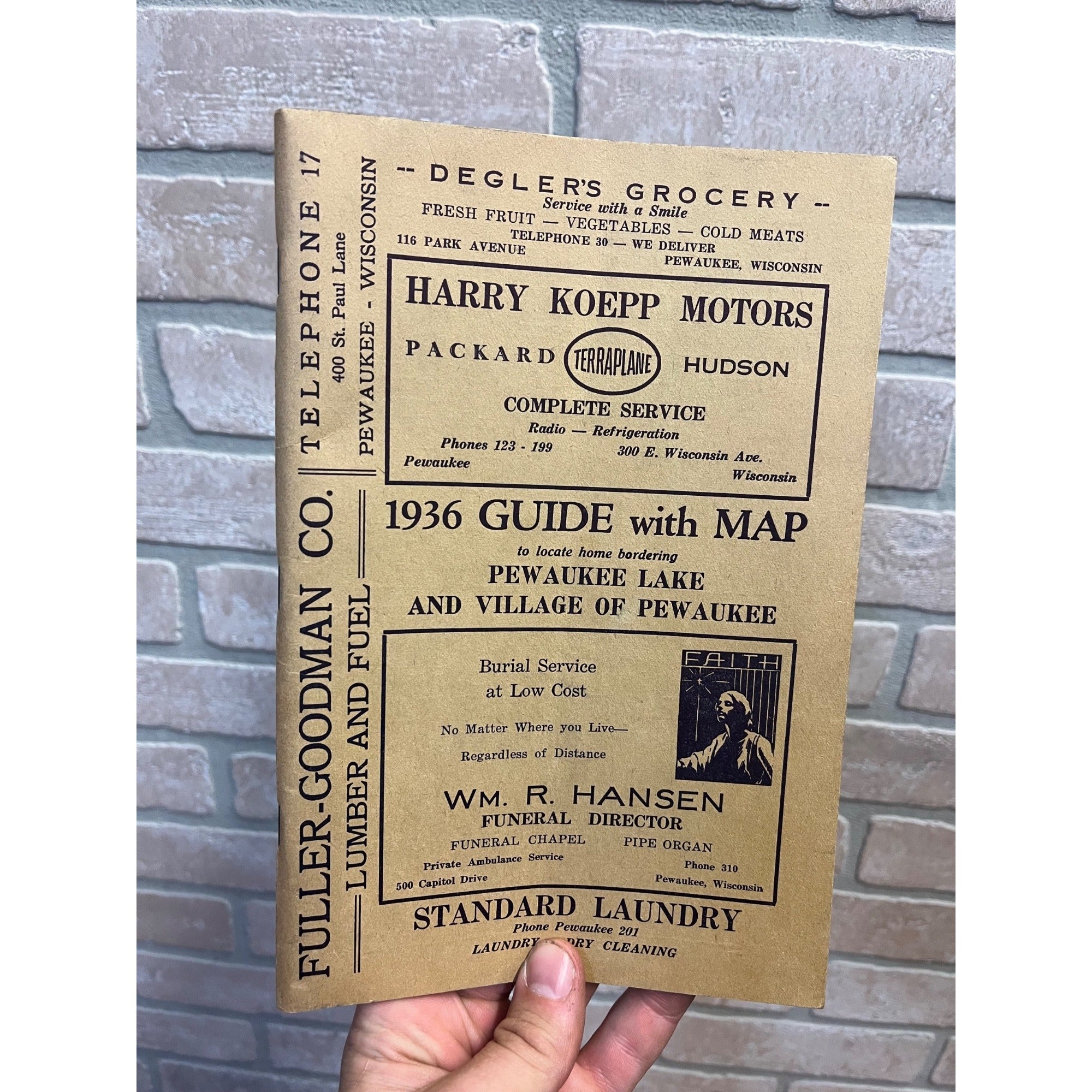 Vintage 1936 Jansens Directory of Pewaukee Wisconsin Business Guide Ads Wis WI