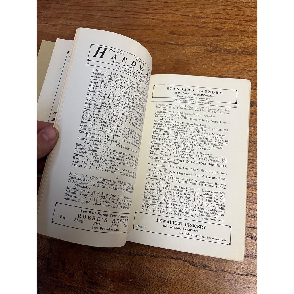 Vintage 1936 Jansens Directory of Pewaukee Wisconsin Business Guide Ads Wis WI