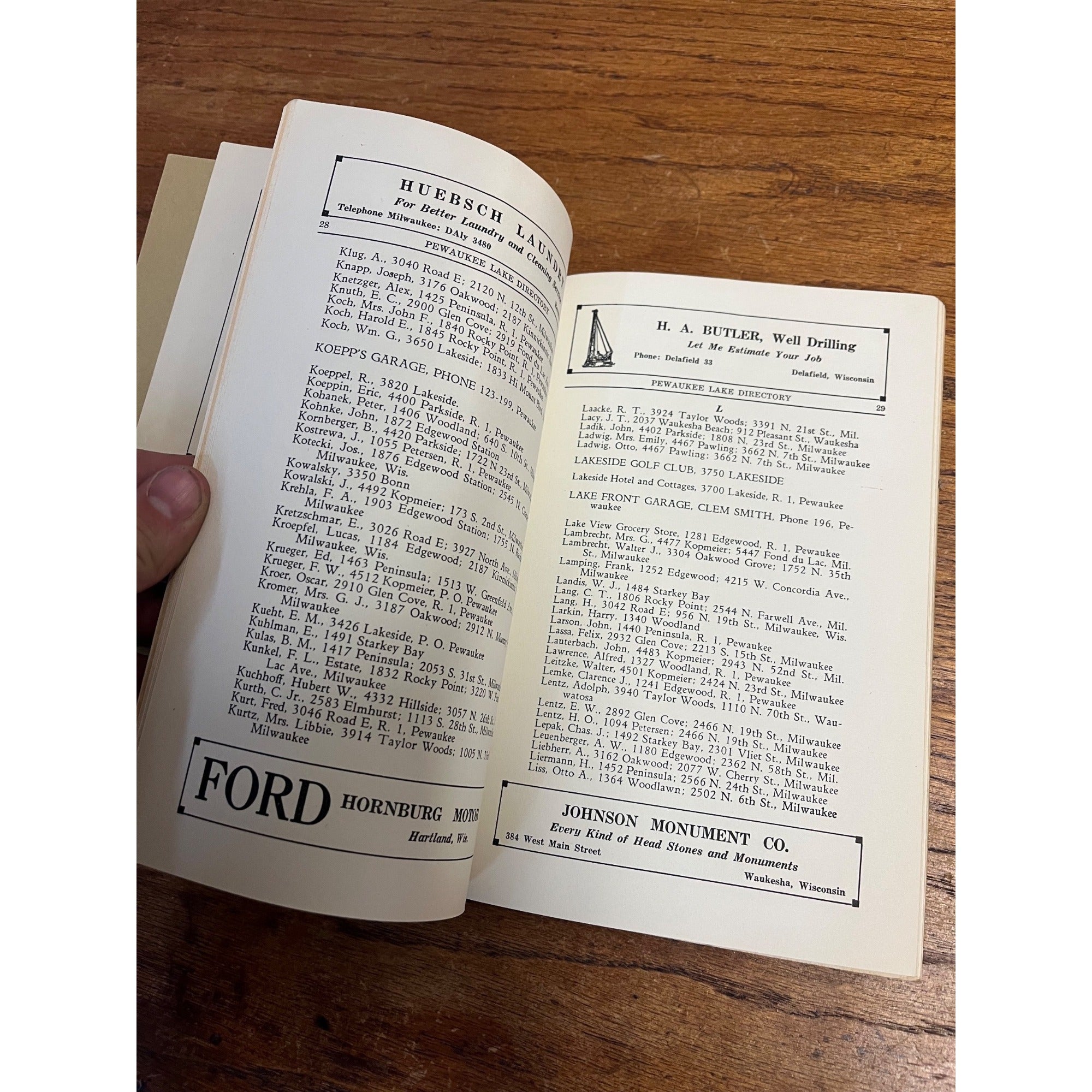 Vintage 1936 Jansens Directory of Pewaukee Wisconsin Business Guide Ads Wis WI
