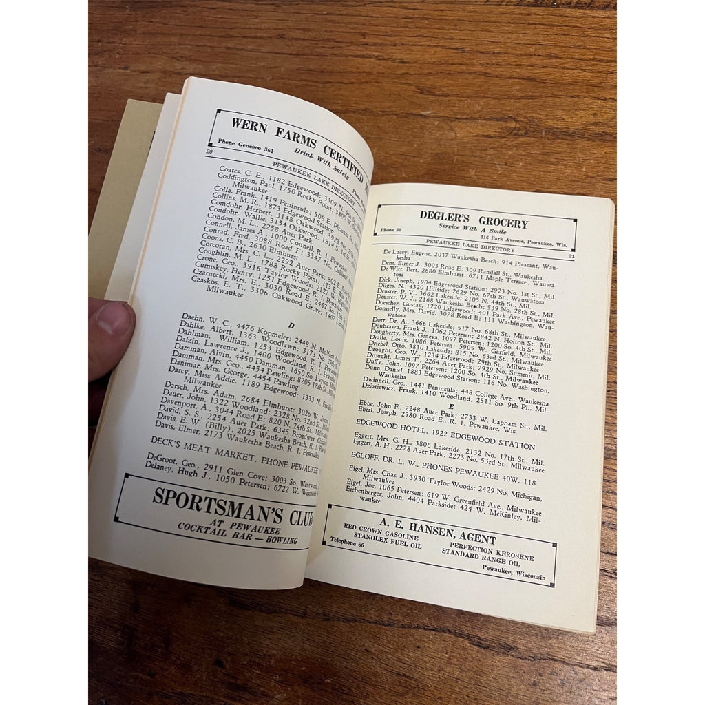 Vintage 1936 Jansens Directory of Pewaukee Wisconsin Business Guide Ads Wis WI