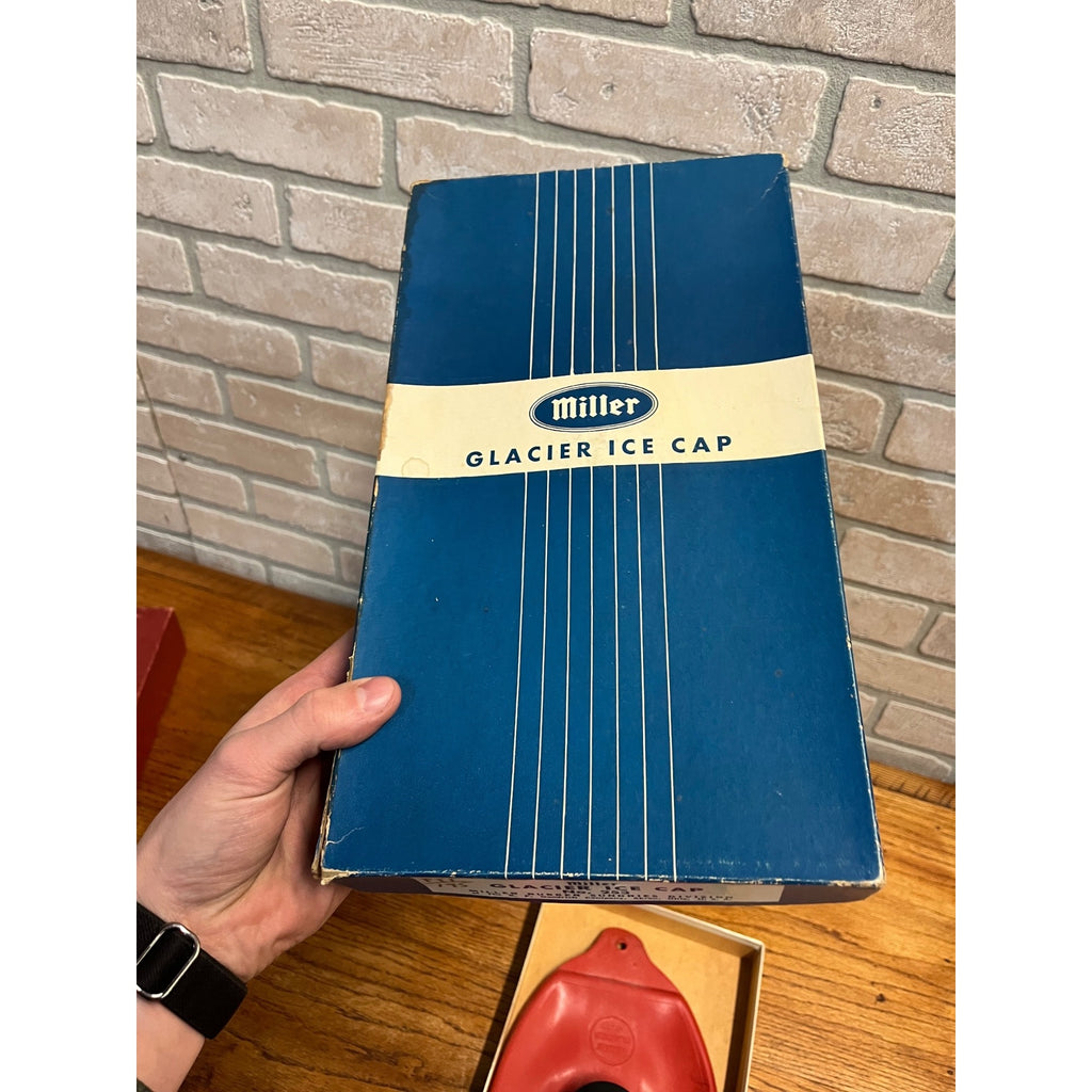 Vintage 1950s Miller Glacier Ice Cap Rubber Refillable Ice Pack w/ Orig. Box