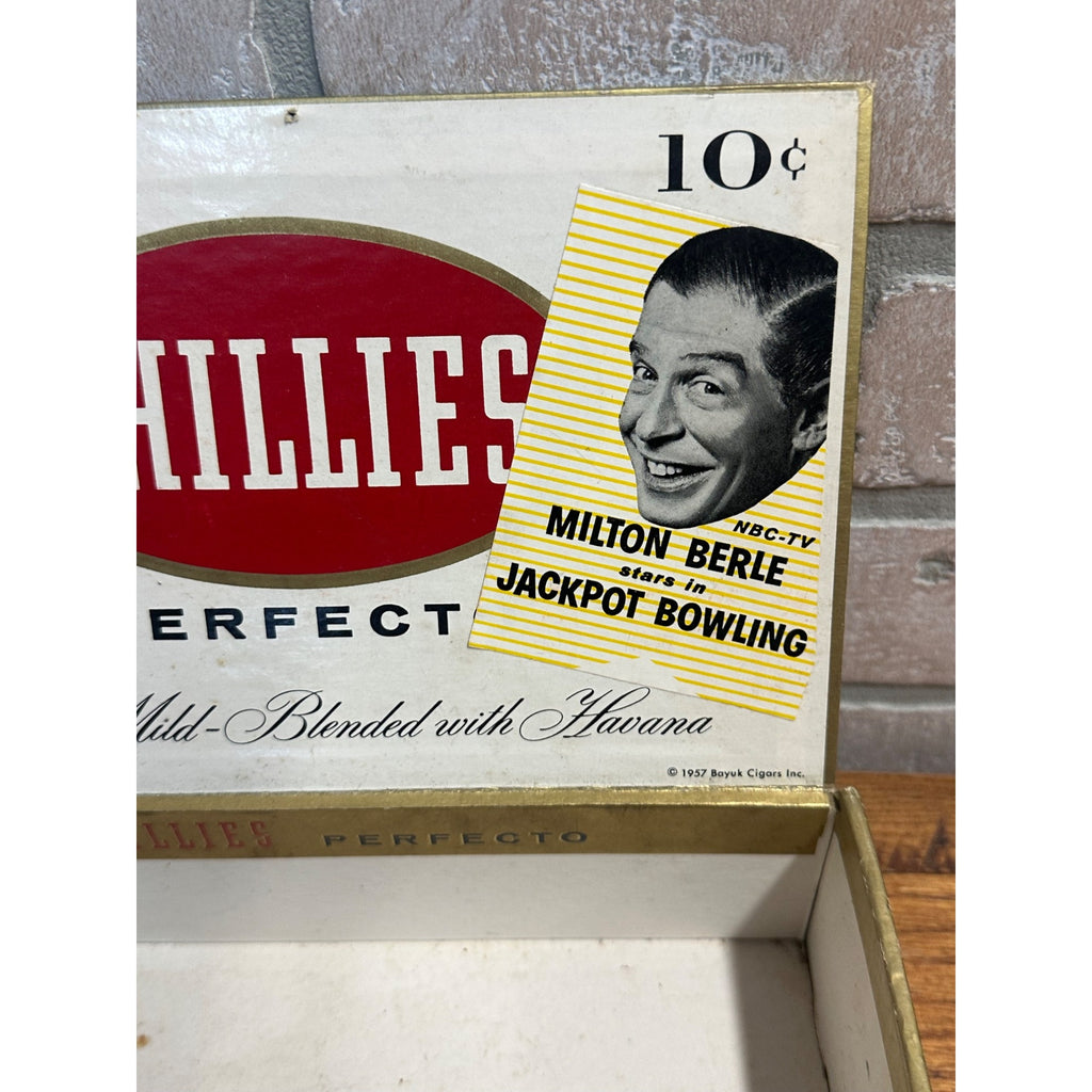 Vintage 1957 Phillies Perfector Cigar Box Milton Berle NBC TV Star Bayuk Co.