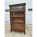 Vintage Wooden Barrister Bookcase Globe Wernicke Co. 4-Stack Leaded Glass Detailing