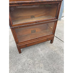 Vintage Wooden Barrister Bookcase Globe Wernicke Co. 4-Stack Leaded Glass Detailing