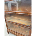 Vintage Wooden Barrister Bookcase Globe Wernicke Co. 4-Stack Leaded Glass Detailing