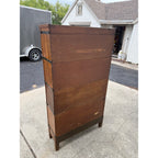 Vintage Wooden Barrister Bookcase Globe Wernicke Co. 4-Stack Leaded Glass Detailing
