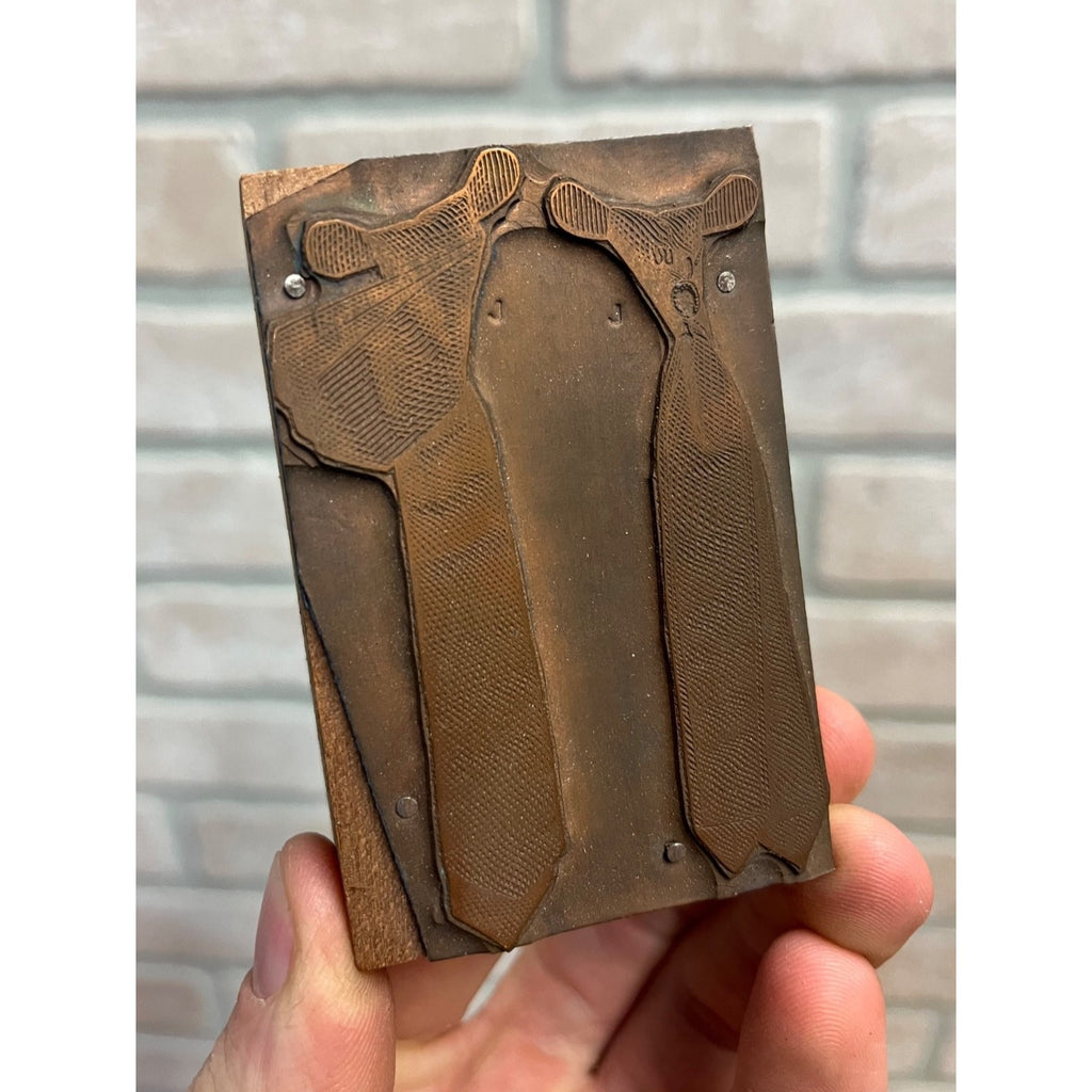 Antique Men's Silk Ties Letterpress Printing Block Plate Haberdashery Clothes