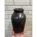 Antique 19th c. Primitive Brown Albany Glaze Stoneware Small 6.75” Mustard Jar