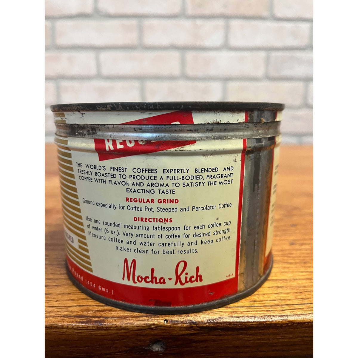 Vintage  Monarch Mocha-Rich 1 LB Key Wind Coffee Tin Can Lion Chicago IL