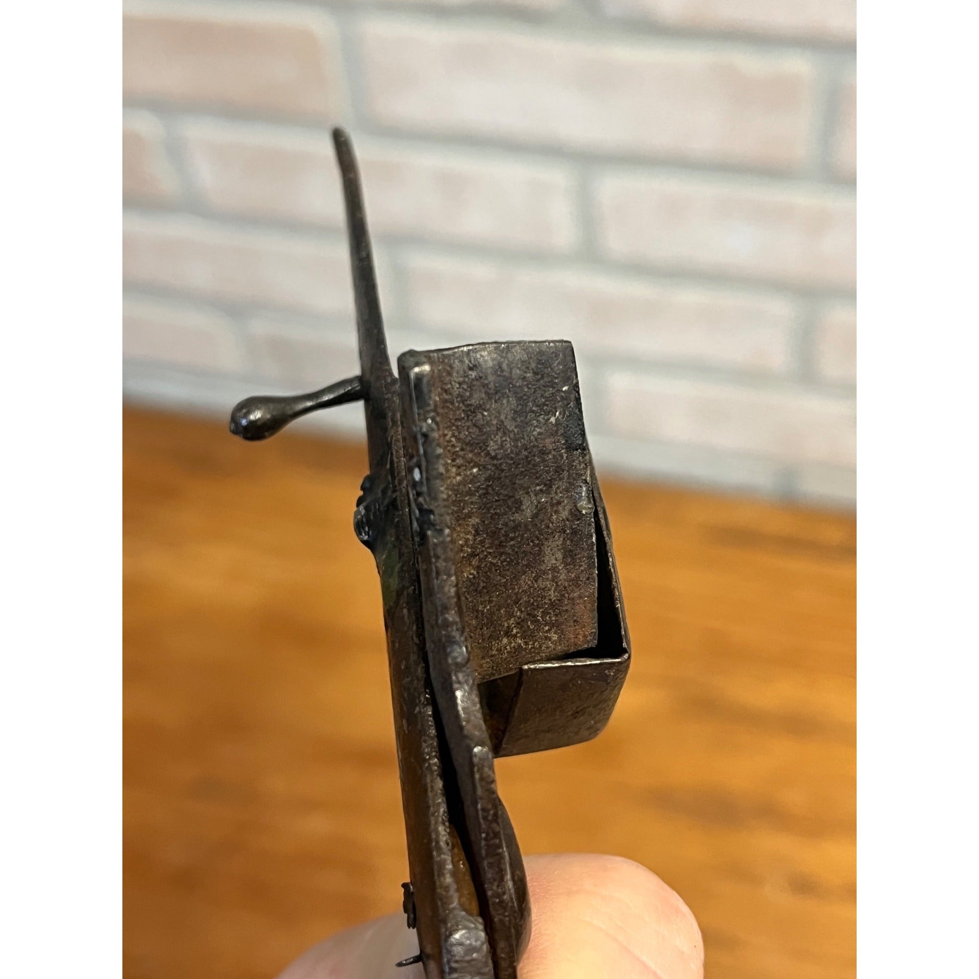 Antique Primitive 19th c. Wrought Iron Candle Snuffer Scissors Footed Farmhouse