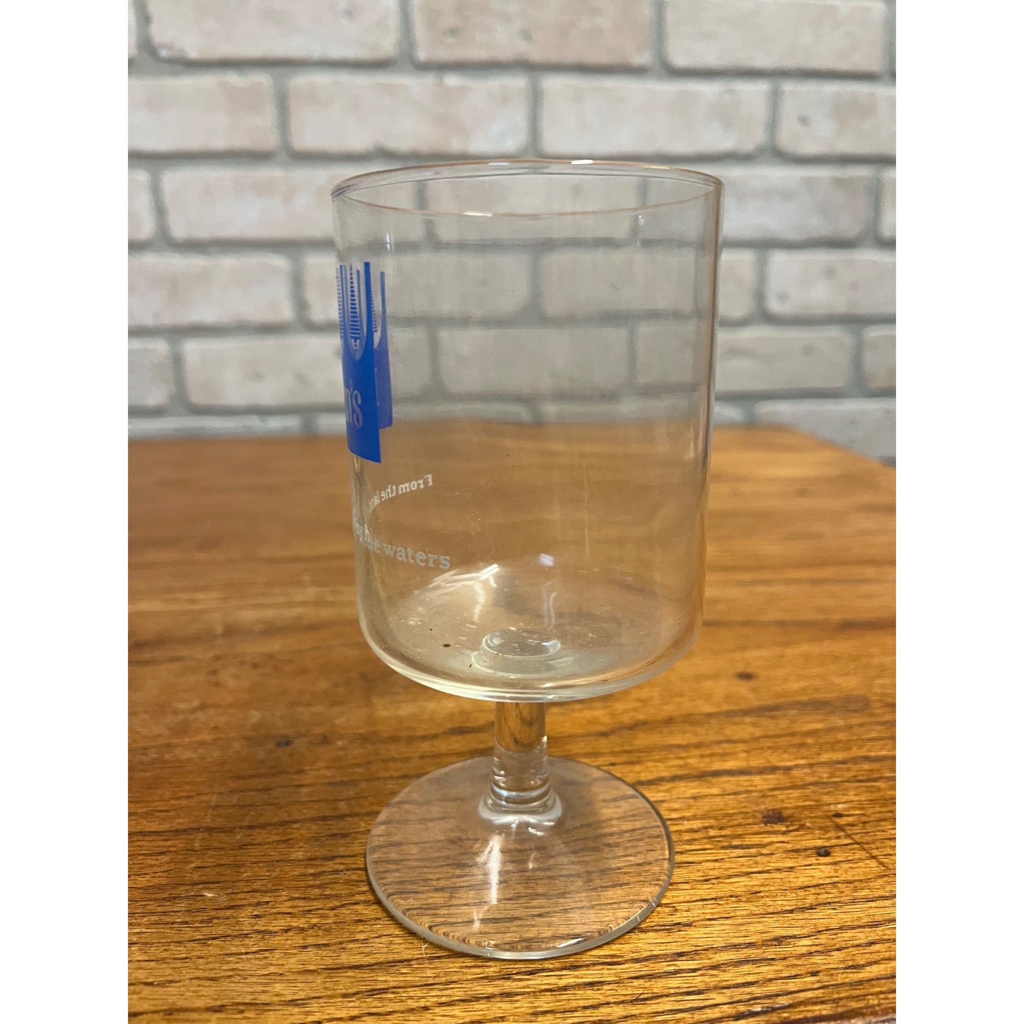 Vintage Hamm's Beer Stemmed Glass Blue Crown Logo 5-5/8" Barware