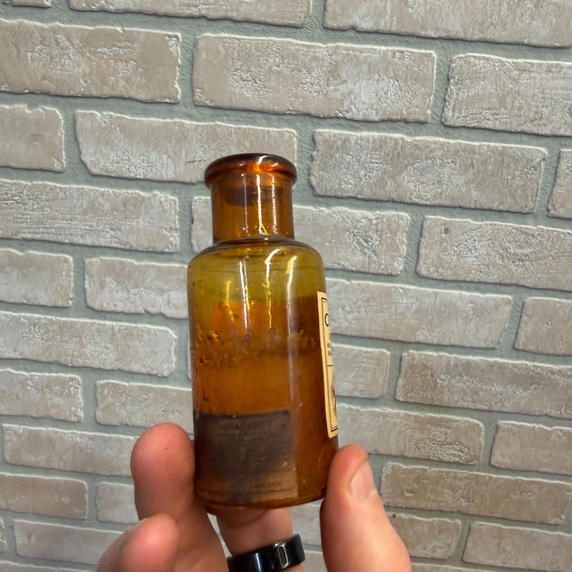Vintage Amber Glass Bottle With Cork Stopper Cream of Tartar Star Drug Store Apothecary Pharmacy Galveston Texas