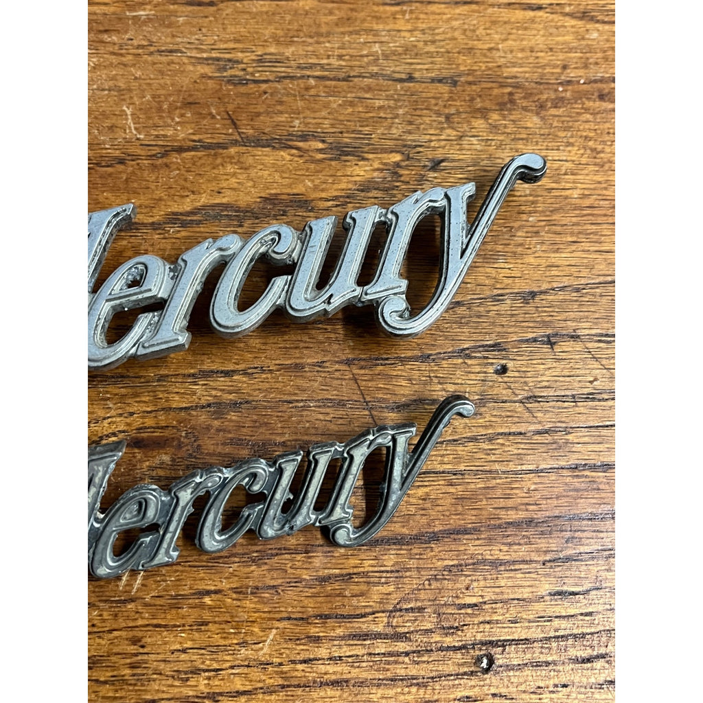Vintage Mercury Car Auto Emblem Badges Script Lot (2) OEM Original Parts