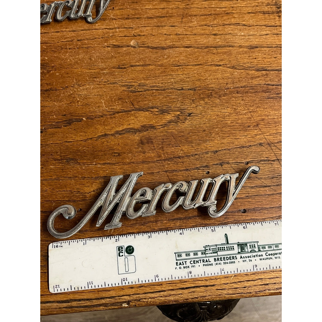 Vintage Mercury Car Auto Emblem Badges Script Lot (2) OEM Original Parts
