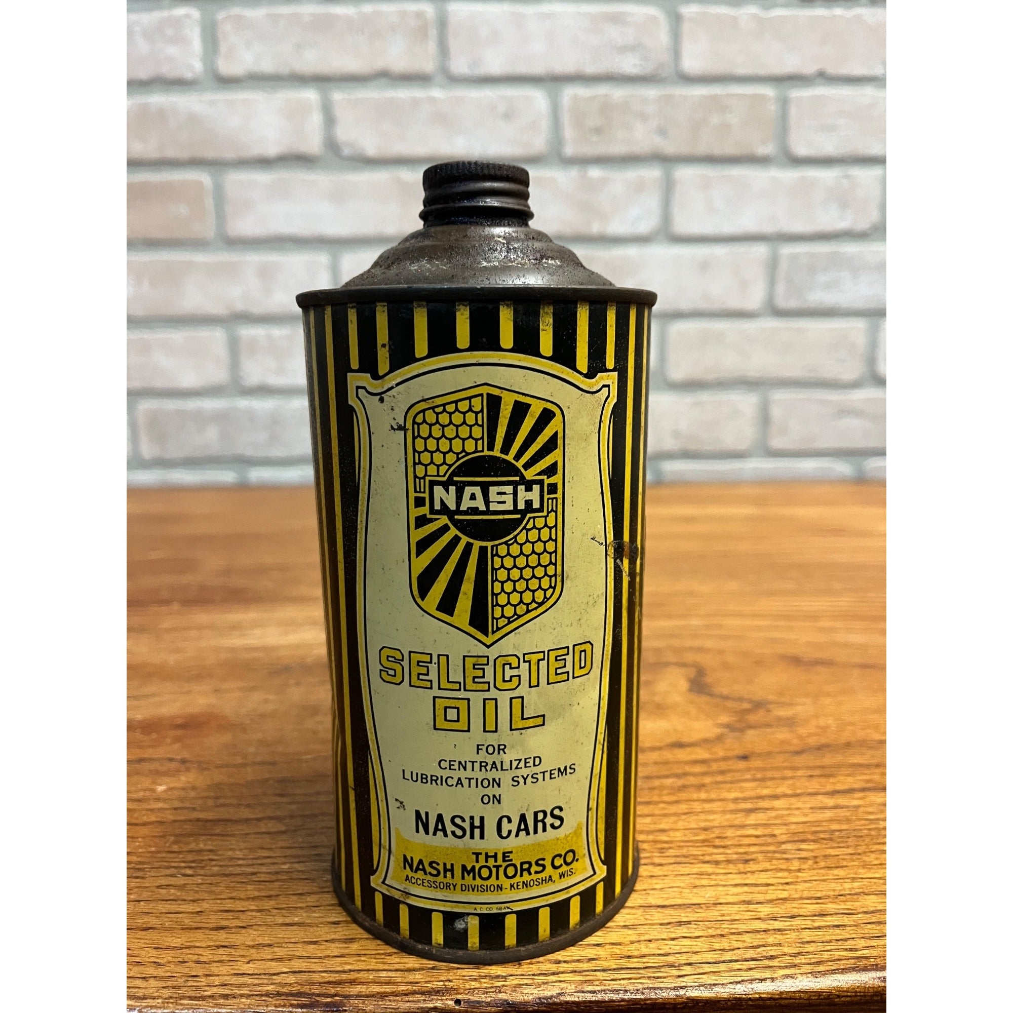 Early Nash Motor Co. One Quart Cone Top Can - Nash Selected Oil Advertising