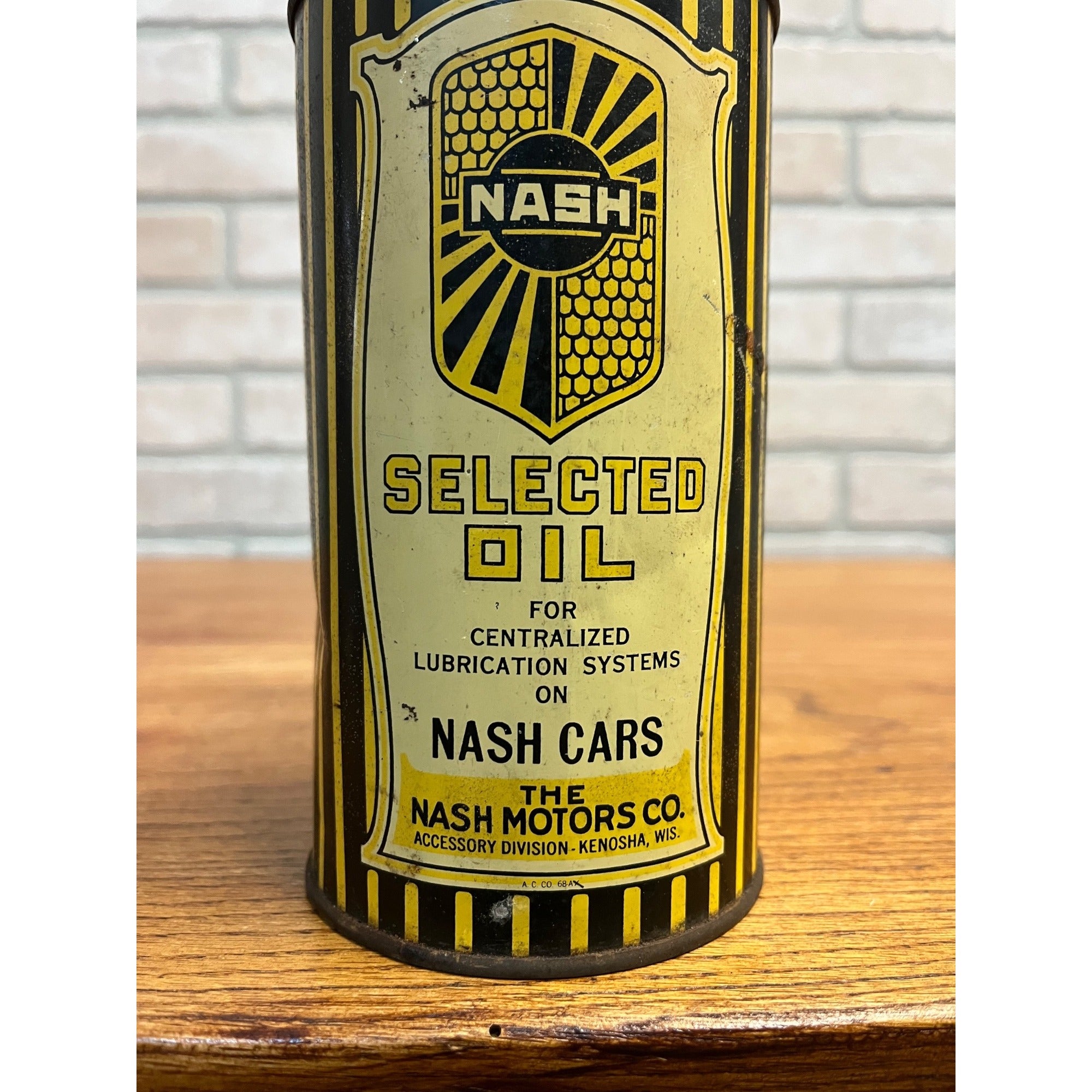 Early Nash Motor Co. One Quart Cone Top Can - Nash Selected Oil Advertising