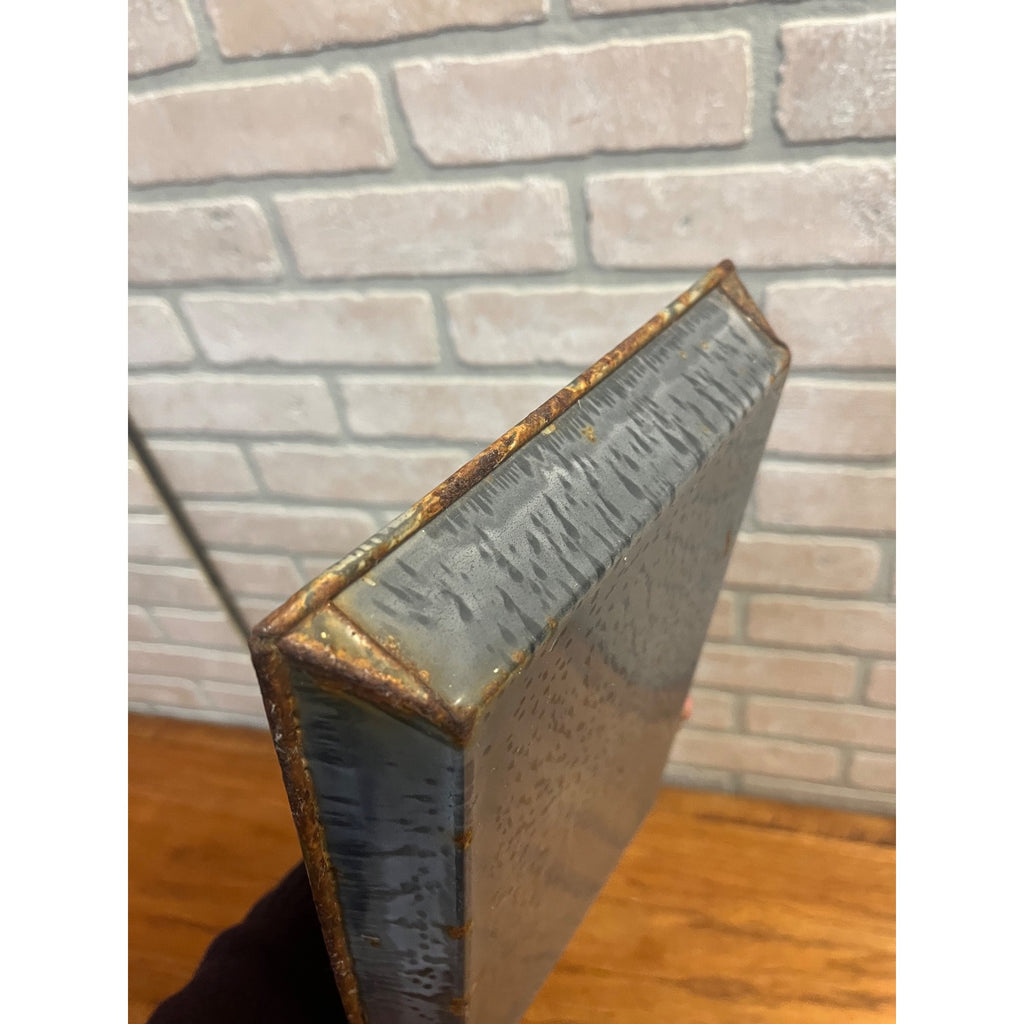 Antique Primitive Graniteware Enamelware Gray Baking Dish/ Shallow Pan/ Farmhouse/ Kitchen Decor, Grey