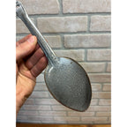 Antique Primitive Grey and White Spatter/Swirl Graniteware Solid Pot Spoon/ Farmhouse Decor, Gray