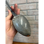 Antique Primitive Grey and White Spatter/Swirl Graniteware Solid Pot Spoon/ Farmhouse Decor, Gray