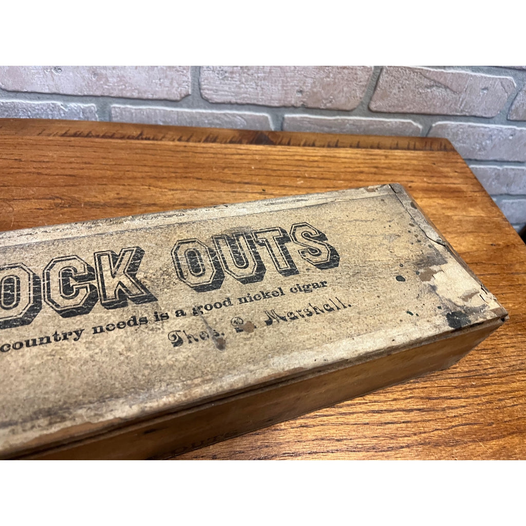 Vintage Knockouts 5-Cent Nickel Cigar Wooden Box 1920s Milwaukee Wis Kerns